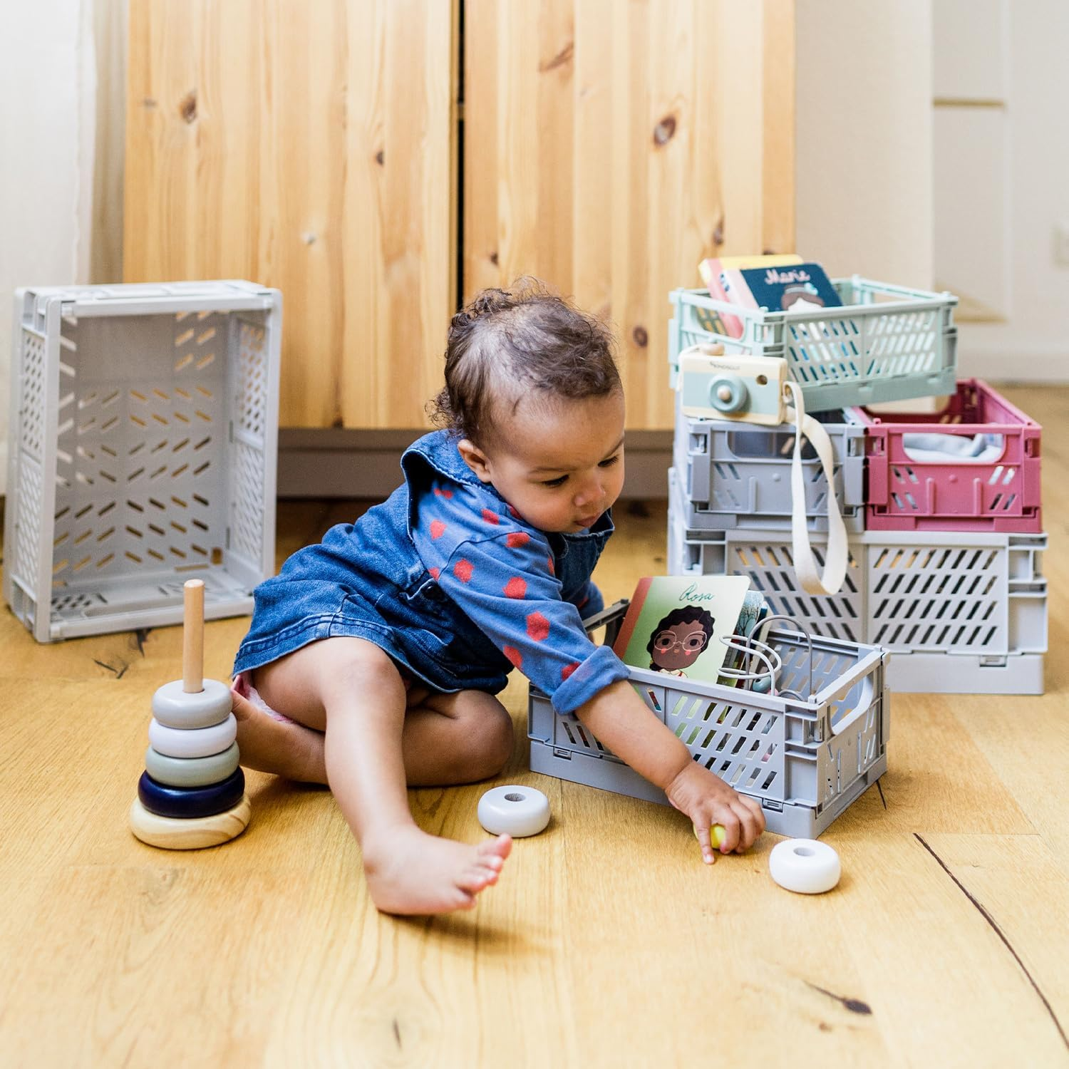 Kindsgut Clara Folding Storage Box Set, Foldable Plastic Storage Box, More Organisation in Subtle Colours and Simple Design, Stackable, Clara image number 6