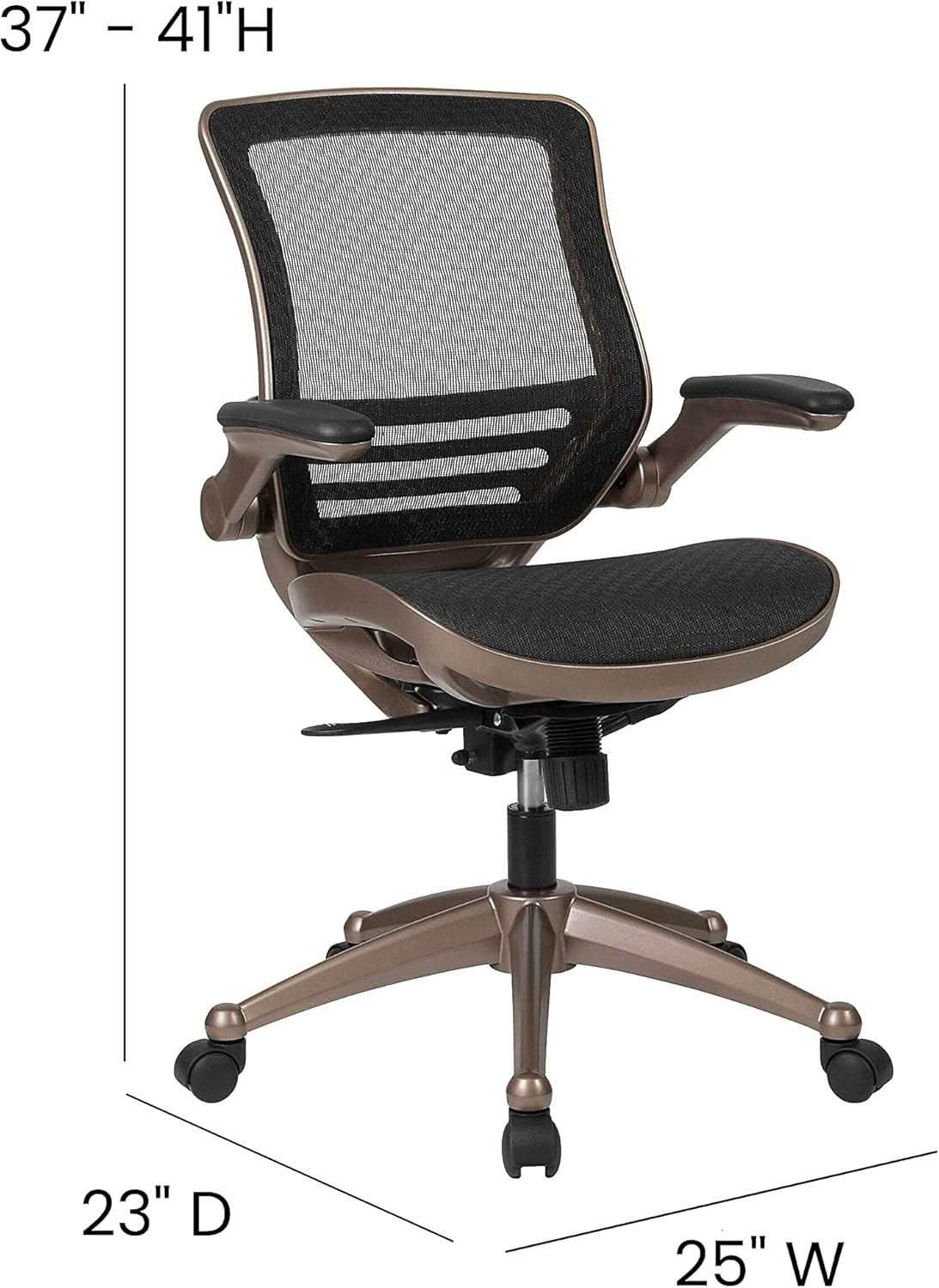 Flash Furniture Mid-Back Transparent Black Mesh Executive Swivel Office Chair with Melrose Gold Frame and Flip-Up Arms, BL-8801X-GG image number 5