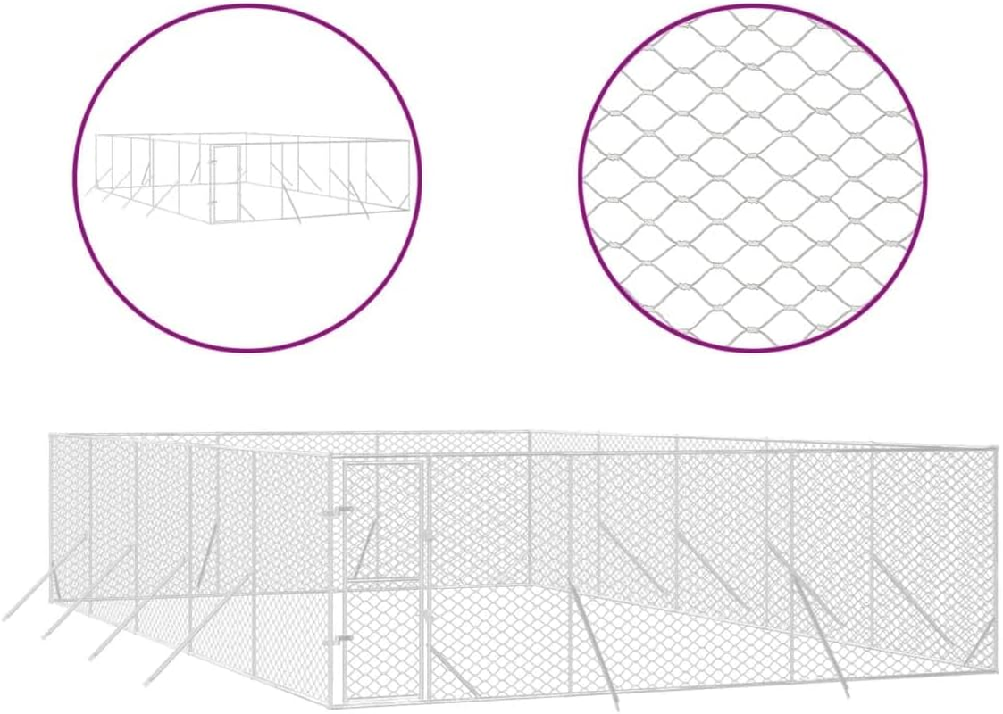 Outdoor Dog Kennel Silver 6X10X2 M Galvanised Steel Pet Shelter Large Enclosure image number 1
