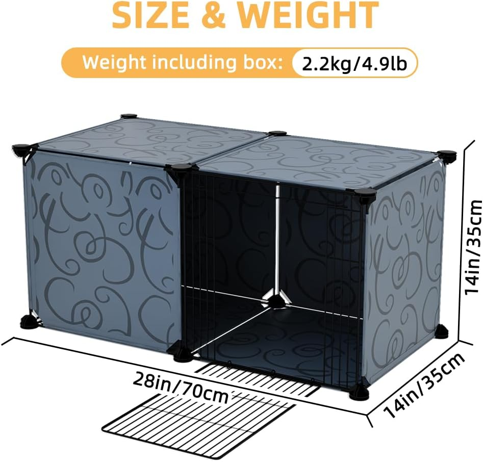 Ricjurzzty Small Animal Cage,Portable Polypropylene(Pp) Resin Outdoor & Indoor Pet House Fence with Tray Exercise Place for Kitty,Puppy,Rabbits,Guinea Pig and Small Animals (Black, 1 Door) image number 3