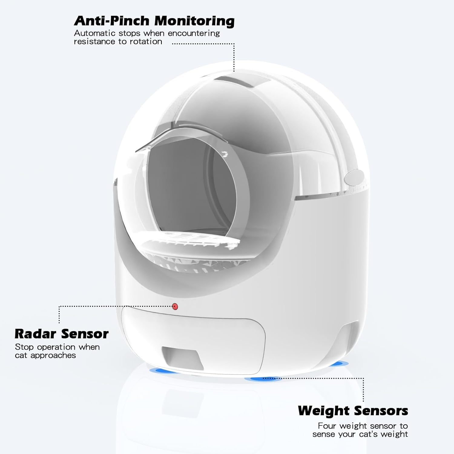 Self Cleaning Cat Litter Box, 60L+10L Extra Large Automatic Cat Litter Box with APP Control Odor Removal, Safety Protection/Suitable for Multiple Cats image number 5
