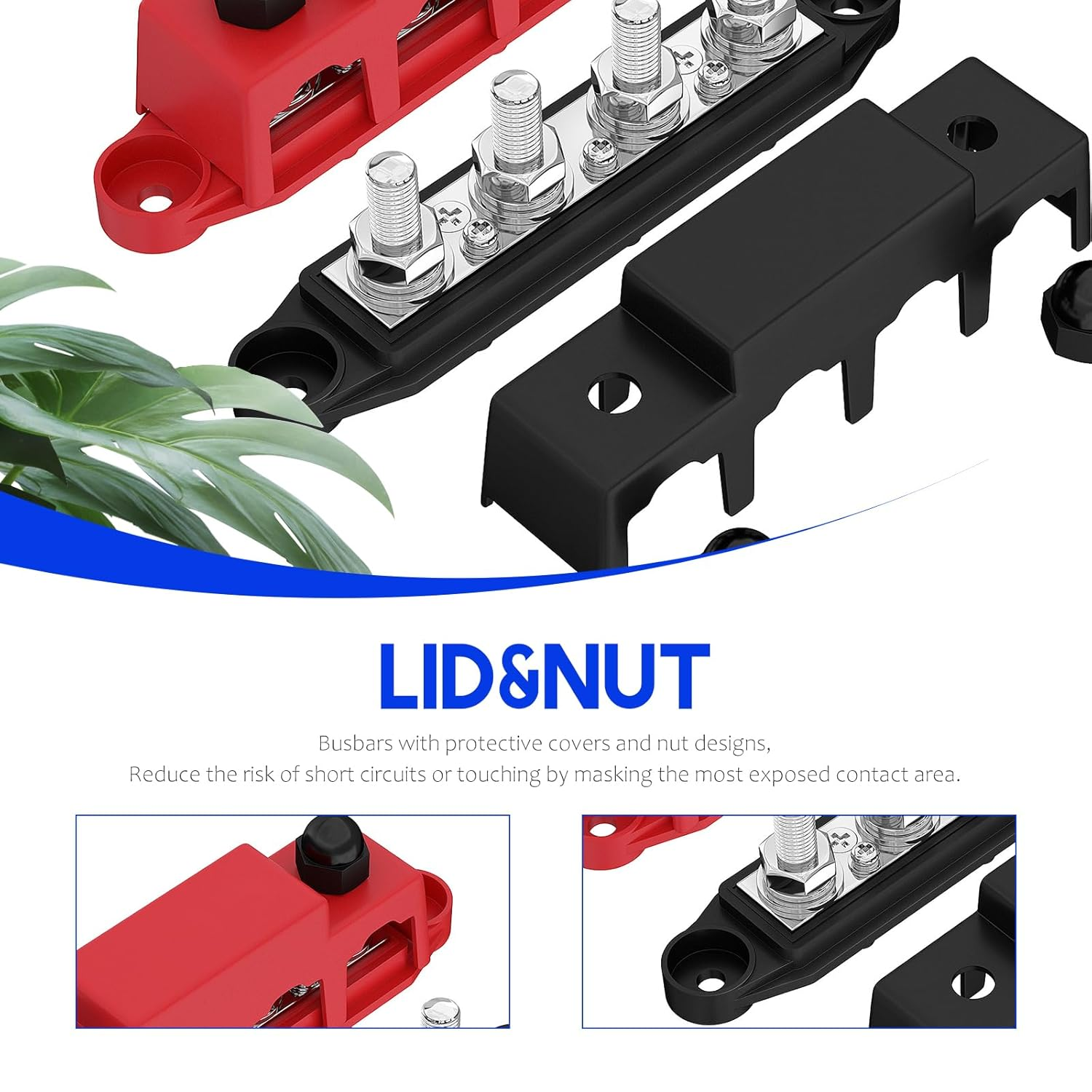 Ziyue 4 Terminals Bus Bar Power Distribution Block M8 Battery Ground Busbar Junction for Car Vehicle Rv Truck Marine Boat Audio Amplifier image number 2