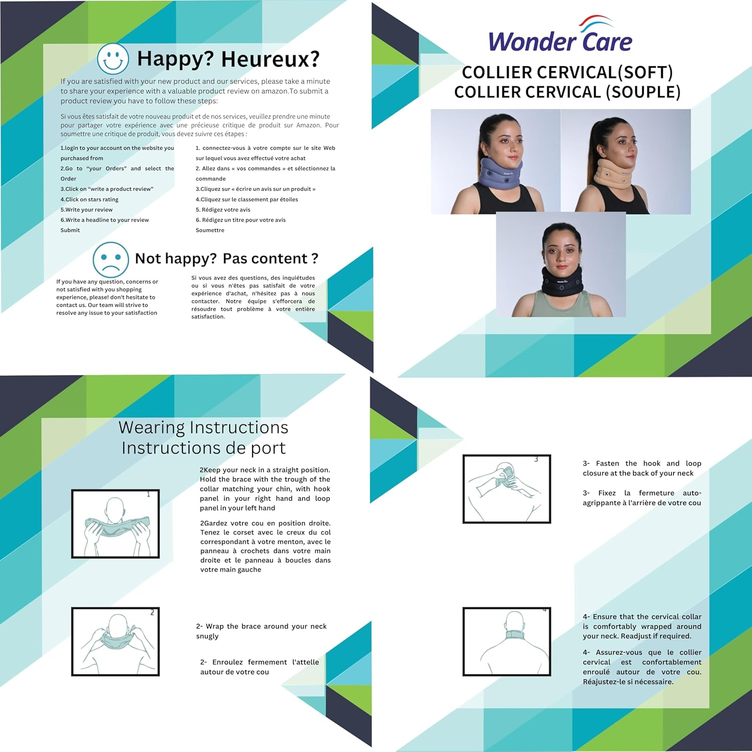 WC Soft Cervical Collar Adjustable Neck Support Brace for Neck Pain and Support for Women & Men Soft Beige XXL 3.5" image number 1