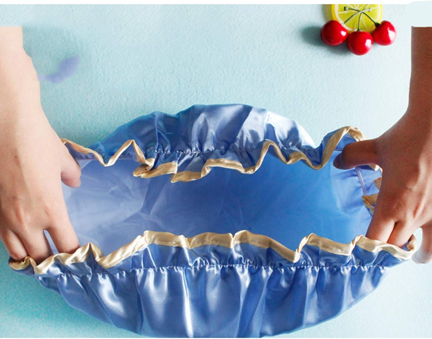 Useful Shower Cap Monochrome Double Layer Thick Waterproof Shower Hair Hat Rain Cover Suitable for Adults and Children Suitable for Ladies, Children and Girls, Travel Sp (Color : Champagne) image number 1