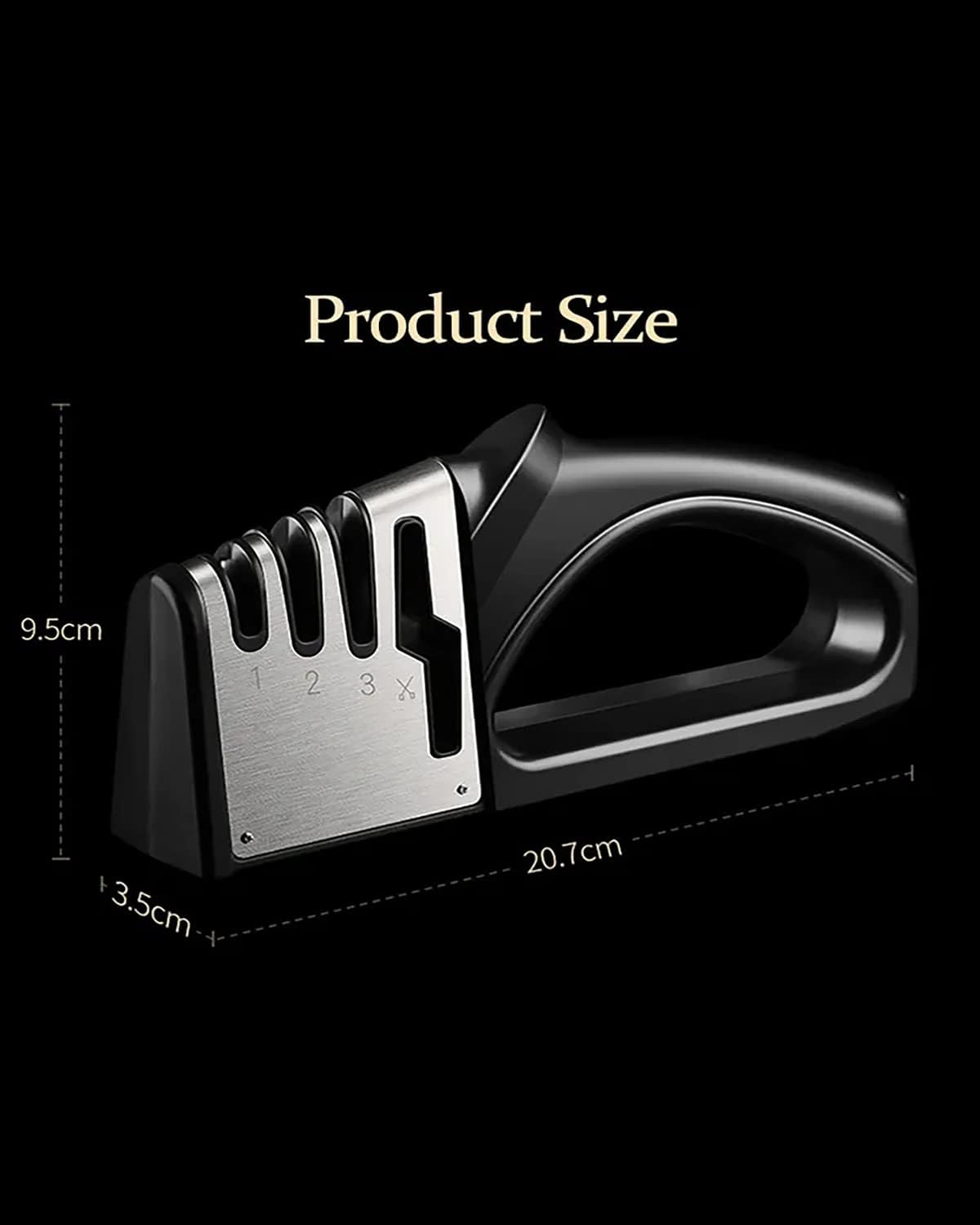 AVITONG Knife Sharpener - 4 in 1 Kinfe & Scissors Sharpener - Kitchen Multi-Function Quick Sharpener - Sharpening, Stone Household Manual Sharpening Artifact Outdoor Diamond Tungsten Steel - Black image number 4