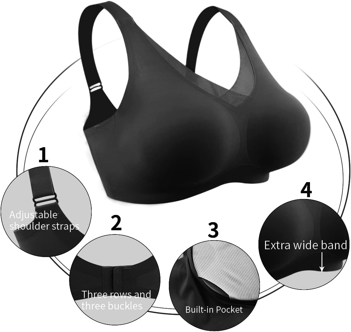 Polreta Seamless Post-Surgery Bra for Women, Mastectomy Bra with Latex Foam Breast Forms Set image number 1