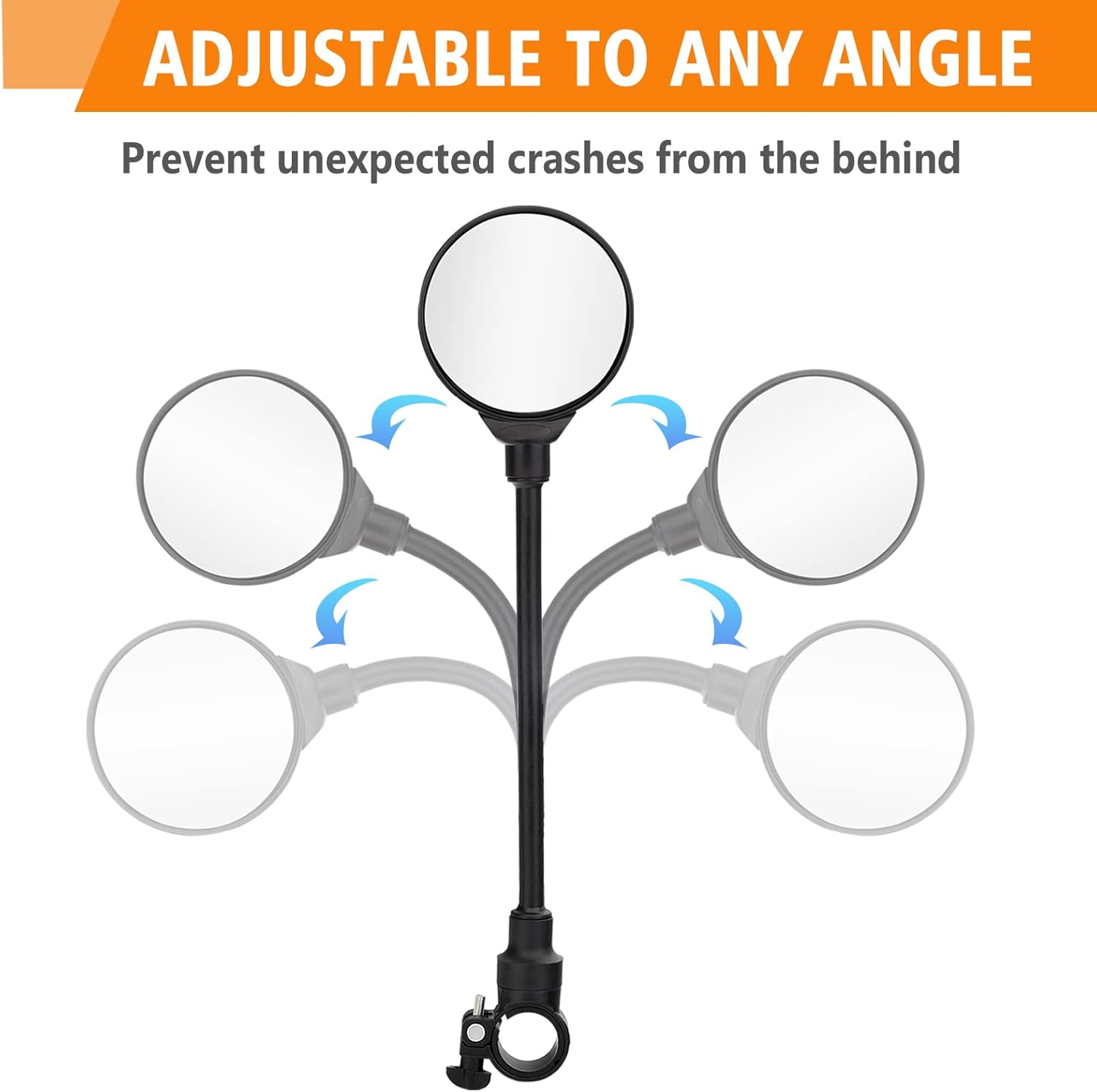 Bike Handlebar Mirror 2 Pack - Rotatable and Adjustable Wide Angle Rear View Shockproof Convex Mirror Universal for Bike Bicycle