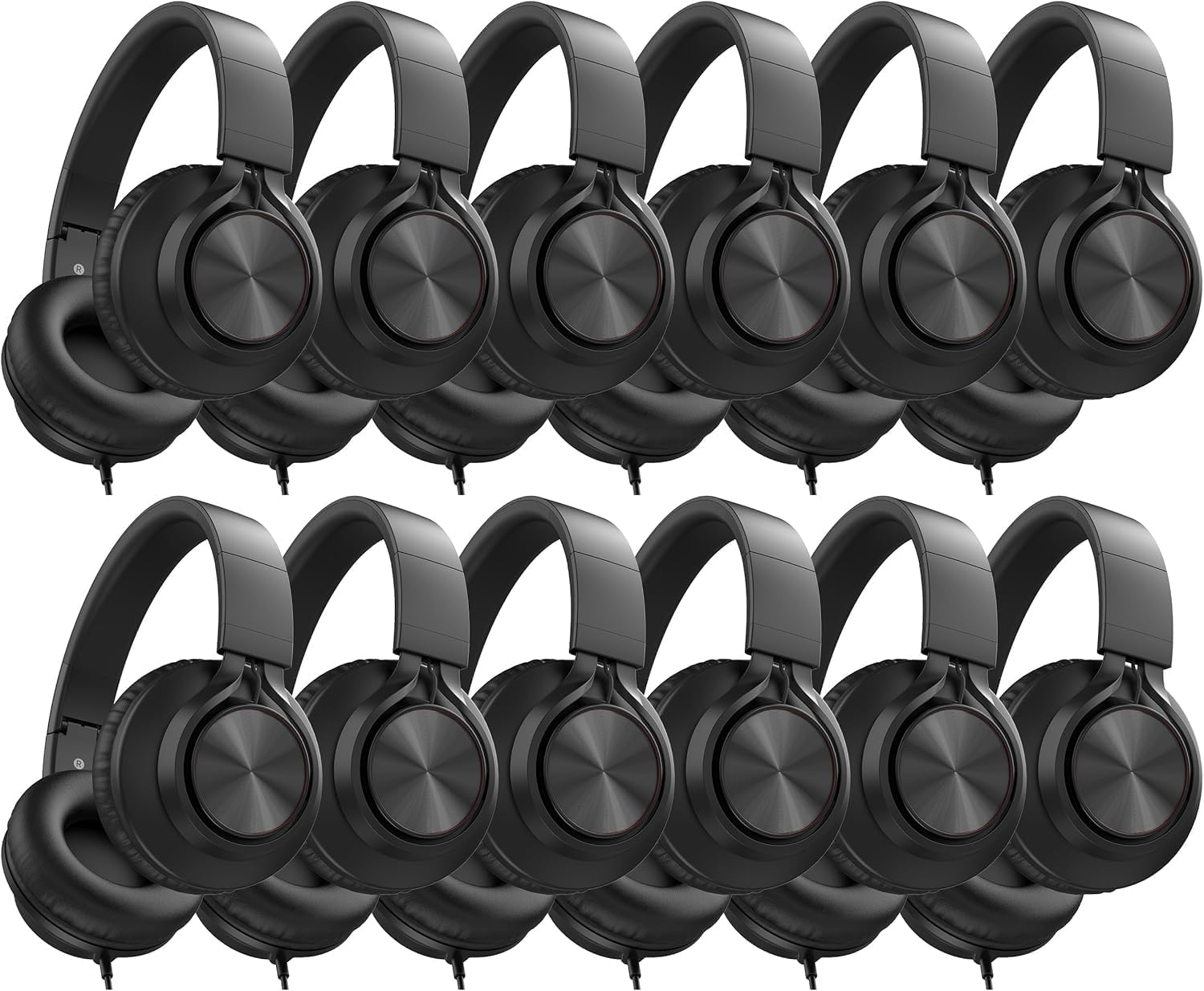 AILIHEN Classroom Headphones Bulk 12 Pack - Kids Headphones for School K-12 Class & Teachers, Foldable Wired Headset with Microphone & 3.5Mm Jack for Student Laptop Tablets Chromebook (6 Colorful)
