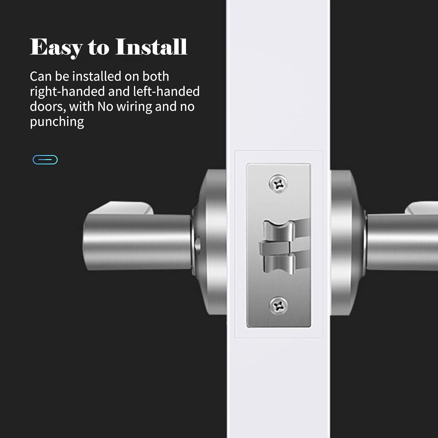 Mingzhe 30 Groups Fingerprint Door Lock Smart Door Knob Gate Locks Left-Right Open Door Lever Lock Set Entry Door Lock for Home Interior Door Bedroom Hotel Warehouse Office - Black image number 2