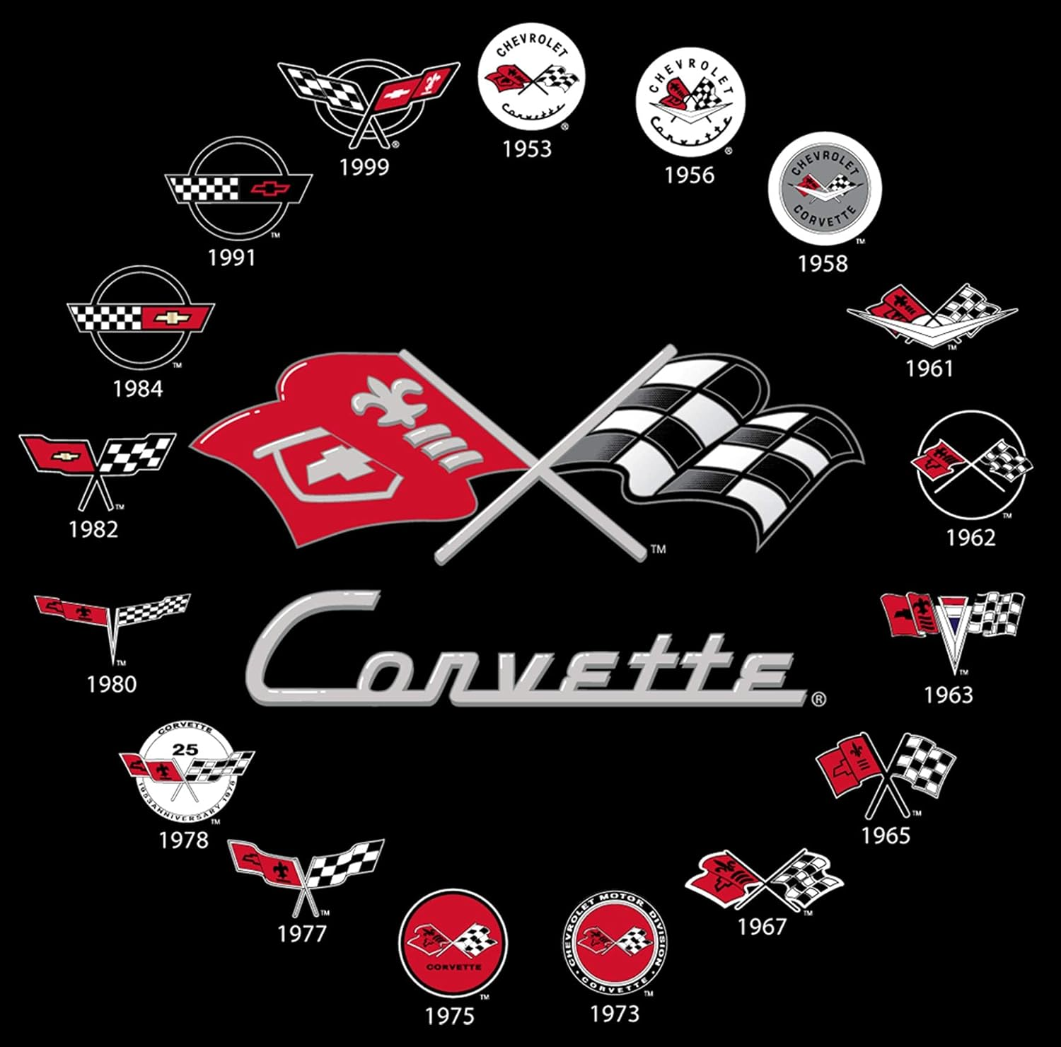 JH Design Men'S Chevy Corvette T-Shirt Collage image number 4