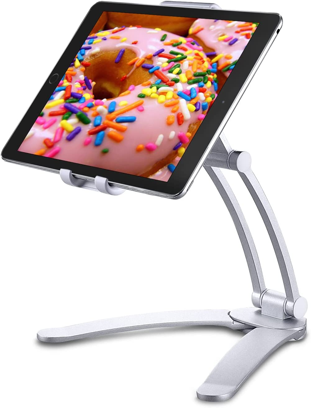 Cenawin Adjustable Tablet Stand - Universal Tablet Holder, Kitchen Tablet Wall Mount, Desktop Stand Dock with Aluminum Arm Compatible for 5-12.9 Inch Ipad, Ipad Pro/Air/Mini, Iphone 12/Max Pro, Switch image number 2