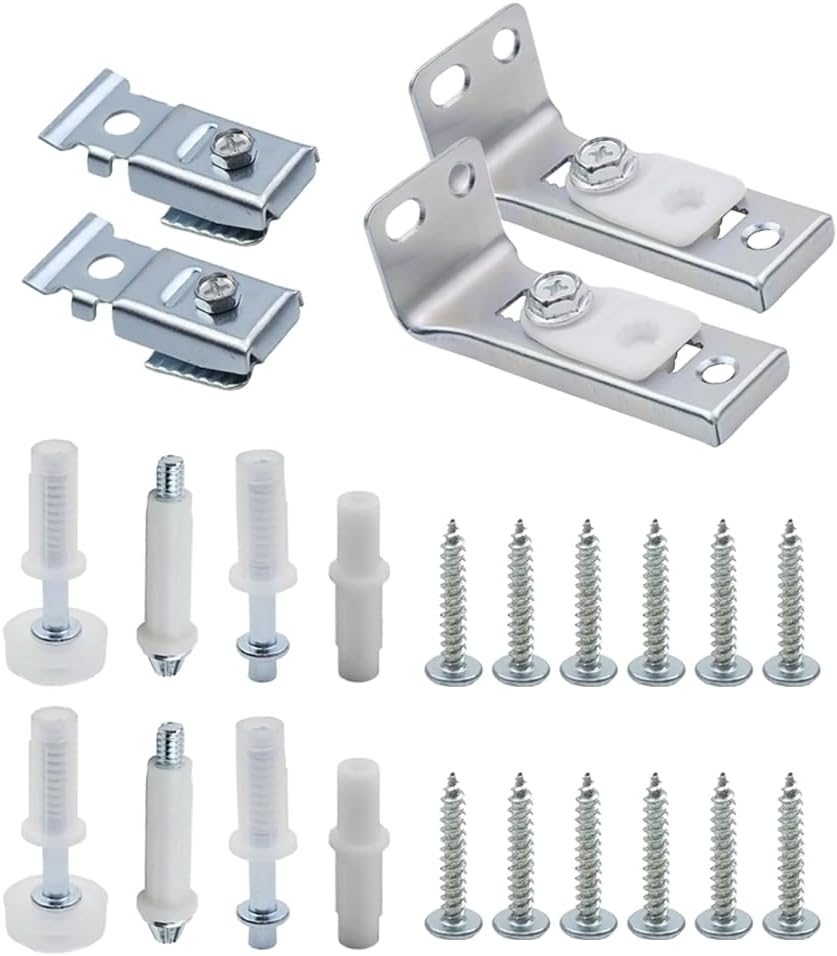 Universal Bifold Door Hardware Repair Kit - Includes Top/Bottom Brackets, Pivots & Guide Wheel for Closet, Barn, Pocket & Accordion Doors (2)