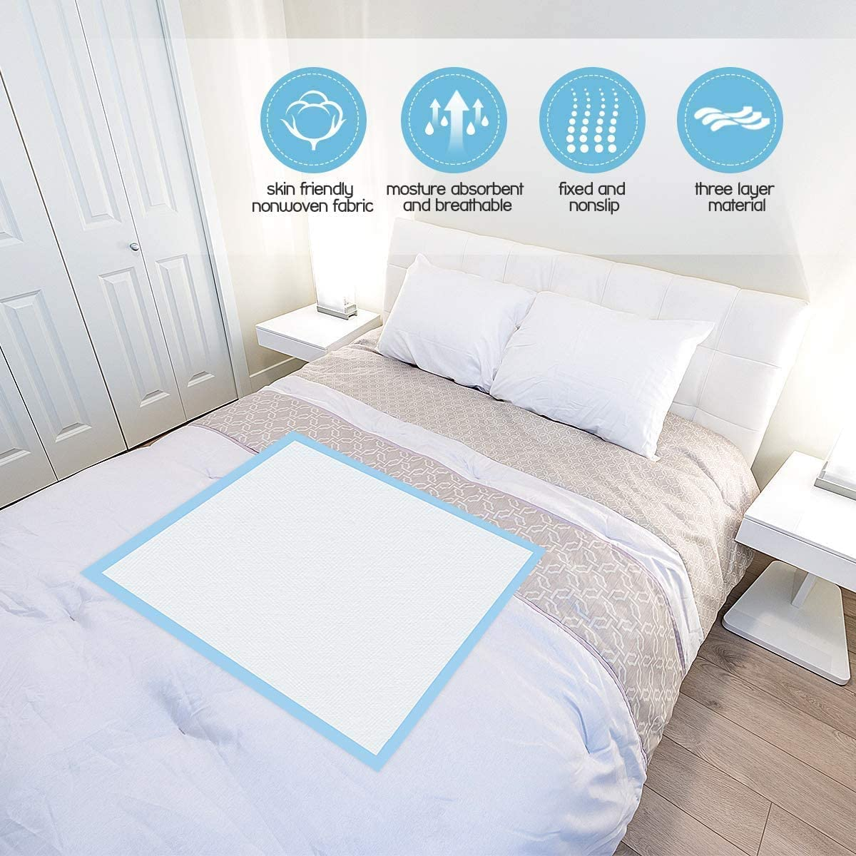40Pk Adult Disposable Economy Pads Adult Incontinence Disposable Bed Pee Underpads 60 X 90Cm (4 Pack) image number 4