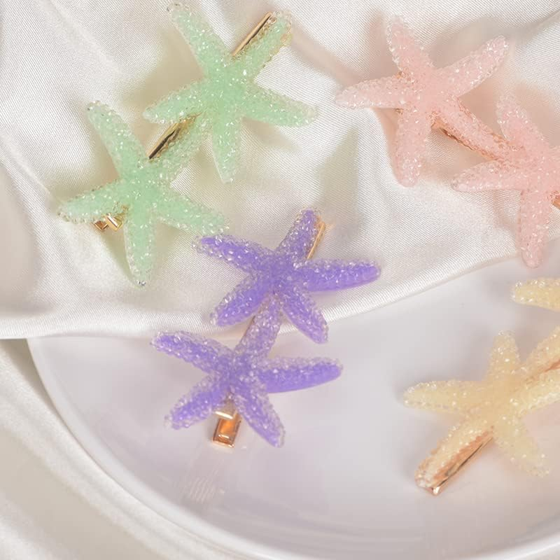 4Pcs Starfish Mermaid Hair Clips for Women Girls Seastar Rhinestone Hair Barrettes for Girls Beach Hair Accessories for Thin Thick Hair Pins for Buns Stars Hair Pieces for Women image number 2