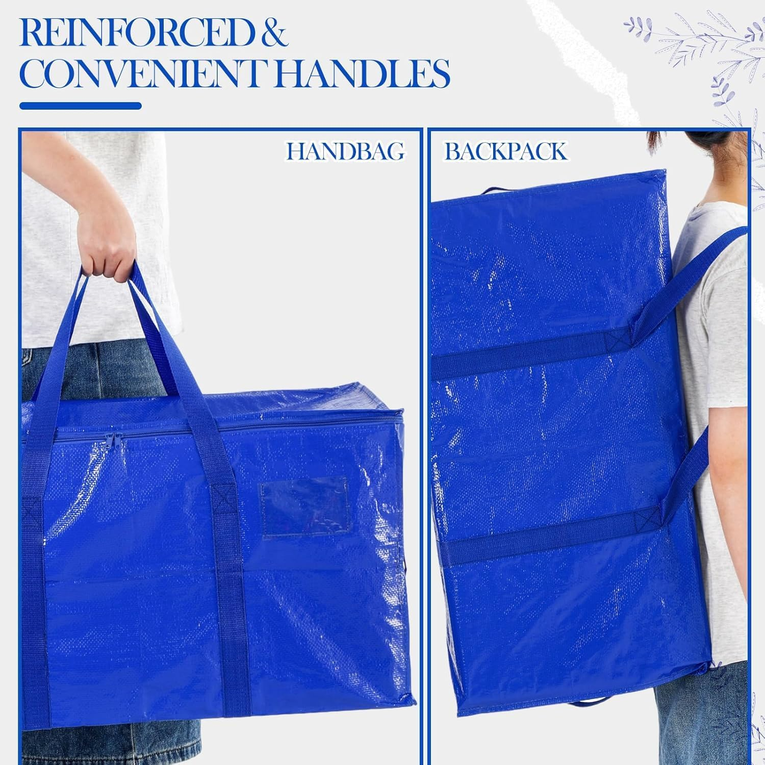 4 Pack Heavy Duty Moving Bags with Zippers and Strong Handles - Packing Bags for Moving, Storage, Travel, Camping, Space-Saving Alternative to Moving Boxes, College Essentials, Moving Supplies