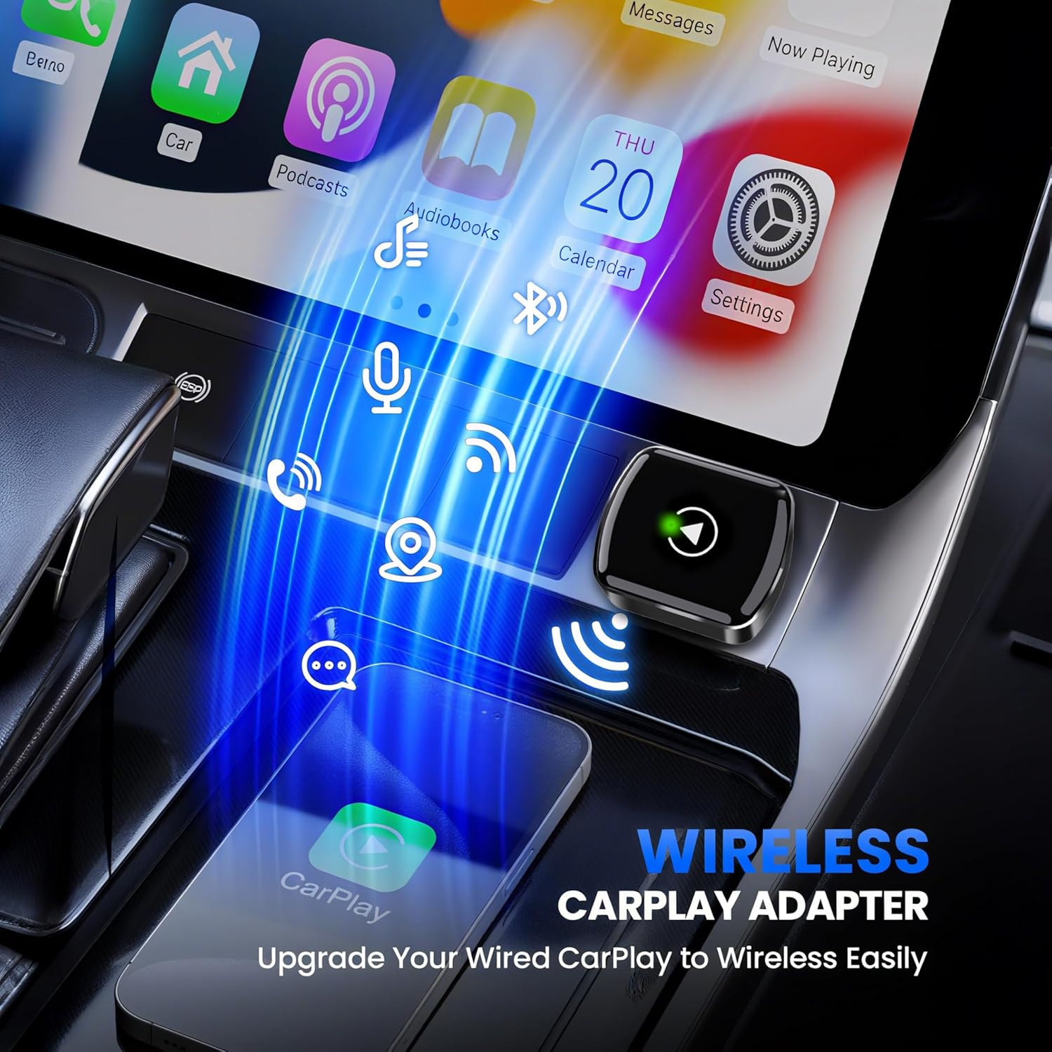 SHAMJIBAG Wireless Carplay Adapter, 2025 Upgrade Mini USB Design, Carplay Wireless Adapter & Android Auto Wireless Adapter, Compatible with Iphone 12+ (Ios 10+), Dual-Band, Fast Stable Connection image number 3