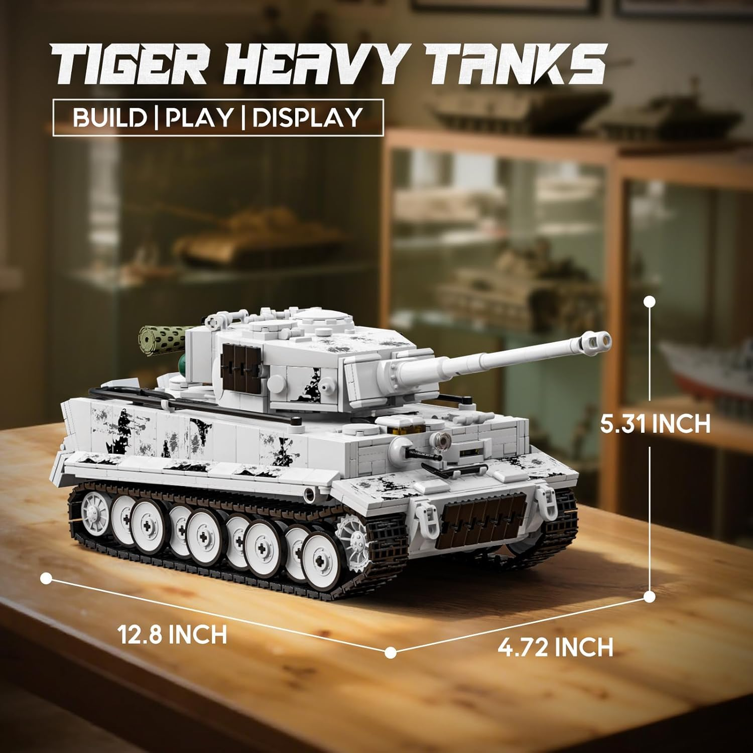 Brihappen Military Tiger Heavy Tank Building Set for Adults Boys 14+, WW2 Army Tank Model to Build and Collectible Display, Home Office Decor, Creative Birthday Gifts for Military Fans (1802 Pieces) image number 2