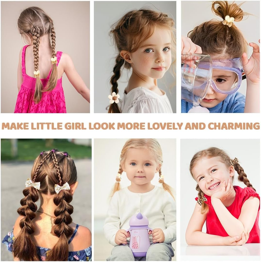 JYNXOR Pack of 20 Cute Baby Hair Bobbles, Colourful, Elastic Hair Band, Girls, Flower Hair Accessories, Braid Elastics, Hair Bands, Ponytail Hair Accessories, for Small Children image number 4