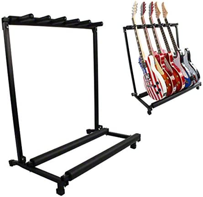 5 Guitar Stand - Multiple Five Instrument Display Rack Folding Padded Organizer image number 6