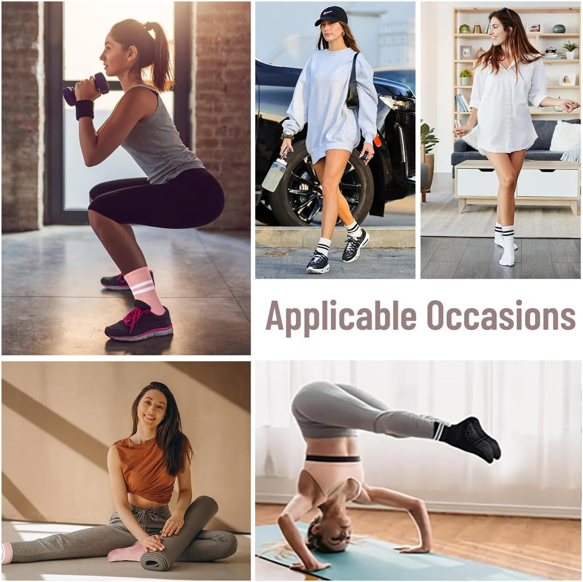 8 Paris Women Pilates Socks Yoga Socks with Grips for Women Non Slip, Pilates, Workout, Pure Barre, Ballet, Dance, Hospital Socks image number 1