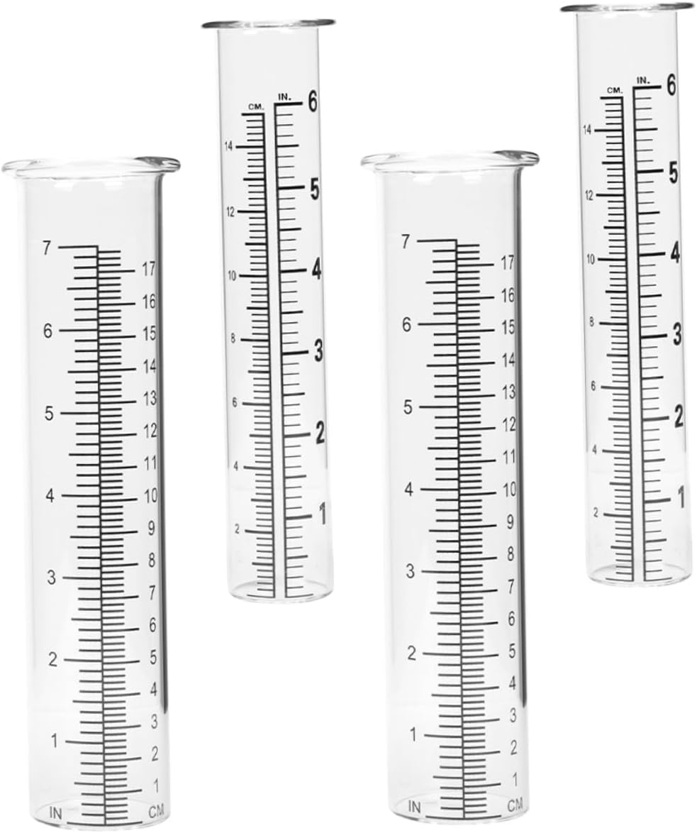 Balacoo 4Pcs Professional Glass Rain Gauge Tubes with Scale Replacement Cylinders for Outdoor Garden Read Measurement for Accurate Rainfall Tracking