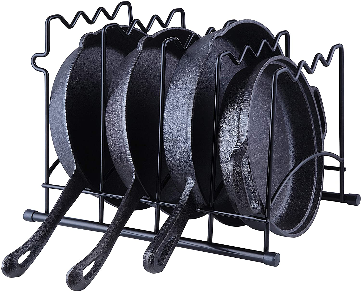 Sunnypoint Metal Heavy Duty Kitchen Countertop Cabinet Pantry Pan, Pot Lid, and Pot Organizer Rack Holder, 9.13 X 10.43 X 13.78 Inch, Black image number 4