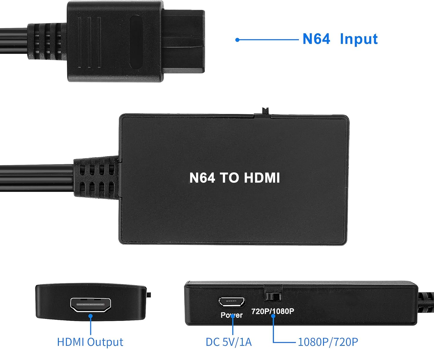 HDMI Cable for N64, N64 to HDMI Converter with HDMI Cable, Compatible N64/Gamecube/Snes Game Console image number 3