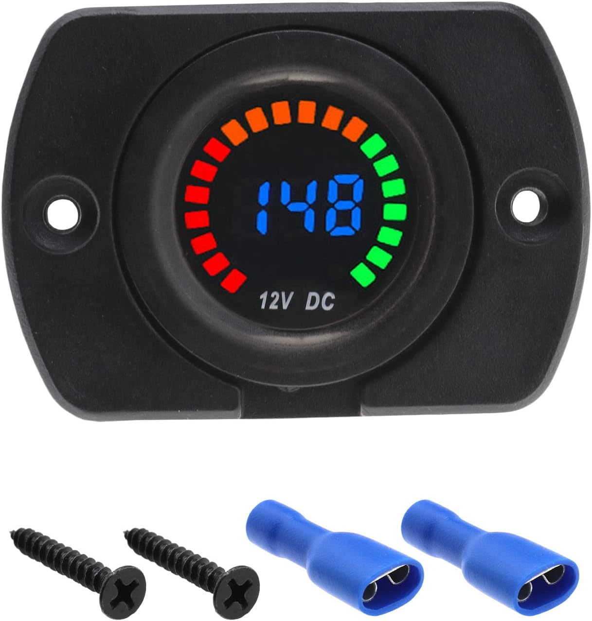 Ecsing 12V LED Digital Voltmeter Waterproof Voltage Gauge Meter Battery Tester with LED Light Digital Screen Display Panel for Marine Car Motorcycle Truck Boat image number 6