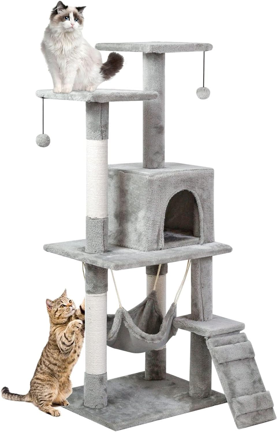 Cat Tree Tower, Cat Condo with Sisal Scratching Post, Activity Centre Cat Climbing Tree with Cat House, Hammock, Sisal Posts, Ladder, and Rest Place for Kitty Kitten (120&times;54&times;30Cm) image number 1