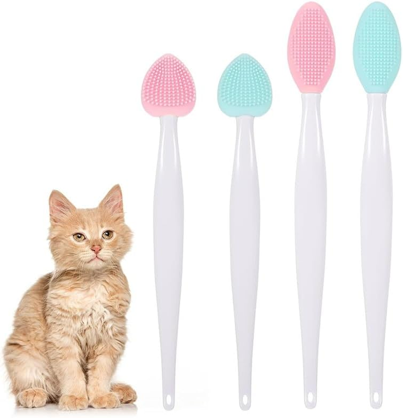 Black Seed Soft Silicone Grooming Scraper, 4Pcs Cat Soft Silicone Double-Sided Scraper for Chin Acne and Cleaning