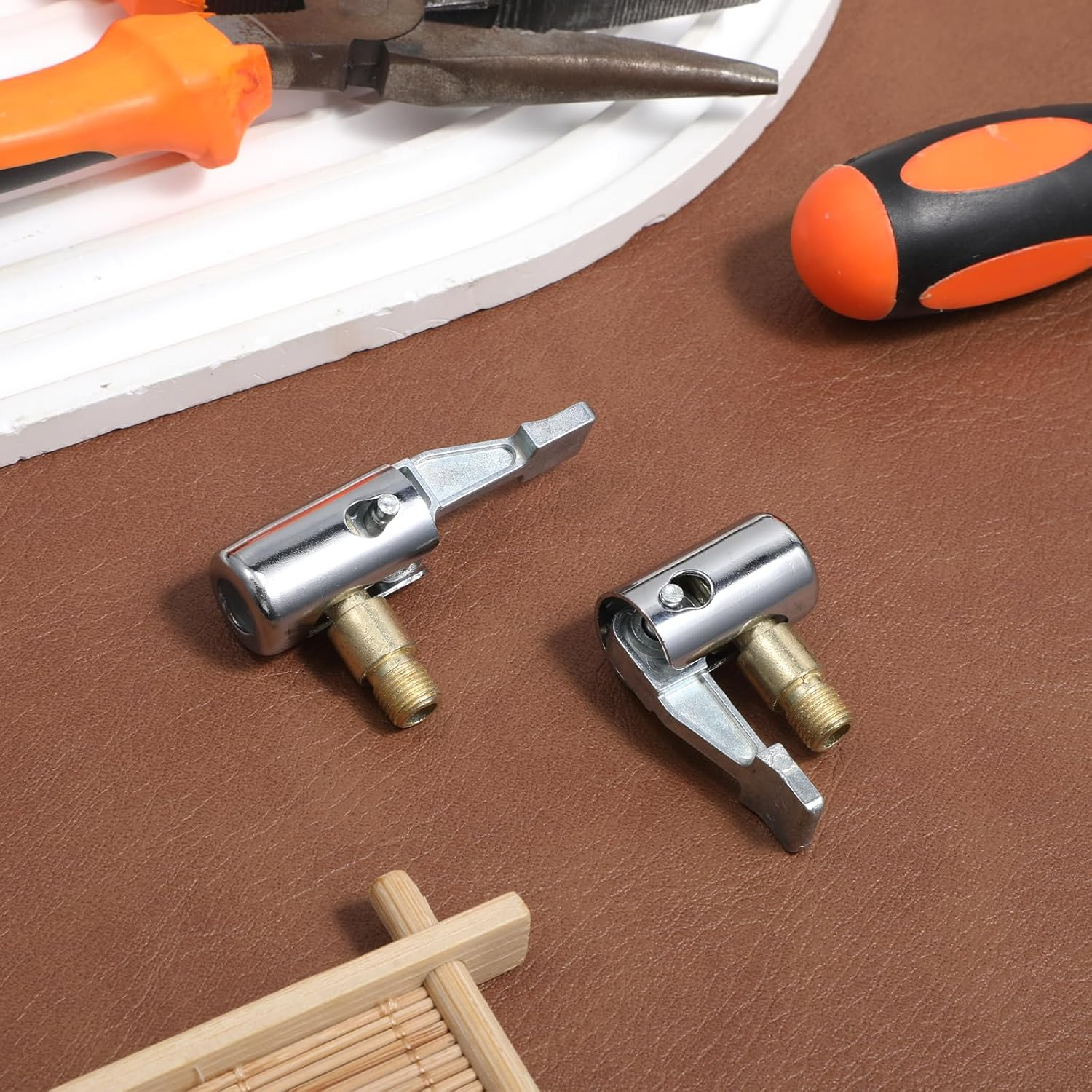 2 Pcs Tire Inflator Hose Adapter Lock on Air Chuck Locking, Metal Locking Air Chuck with Standard Tire Valve Thread No Leakage Inflating Nozzle for Portable Tires Pump, Airs Compressor image number 6