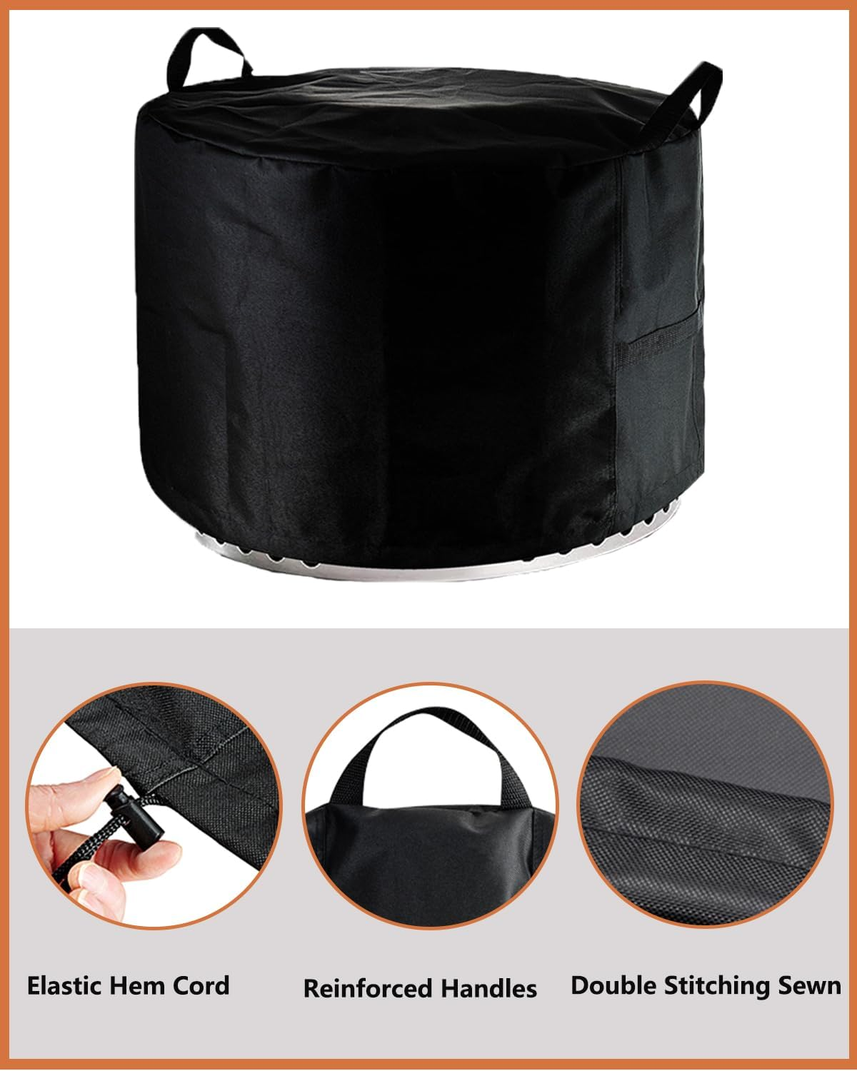 Sheechung Fire Pit Cover for Solo Stove Bonfire 22"D X 16"H Outdoor Smokeless Firepit-Round Waterproof 600D Polyester Shelter,Air Vents,Anti-Uv&Tear Resistant-Fits 19-22 Inch Gas Fire Pits/Table Black