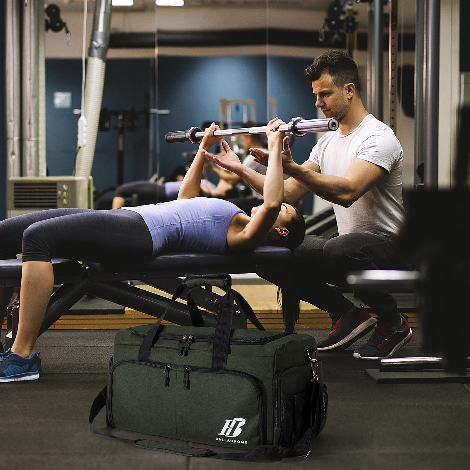 Gym Bag for Men Women Sports Gym Bag with Shoe Compartment and Wet Pocket Gym Duffel Bag Travel Bag Training Bag Weekender Bag for Sport Fitness Travel image number 1