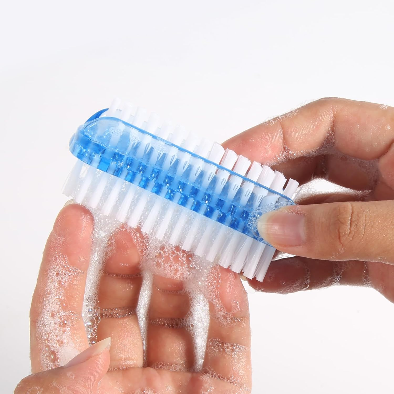 2Pcs Fingernail Scrub Brushes, Two Sided Multifunction Nail Brush for Cleaning Portable Nail Scrubber Brush for Cleaning Cuticles Fingernails Toes (Red, Blue) image number 1