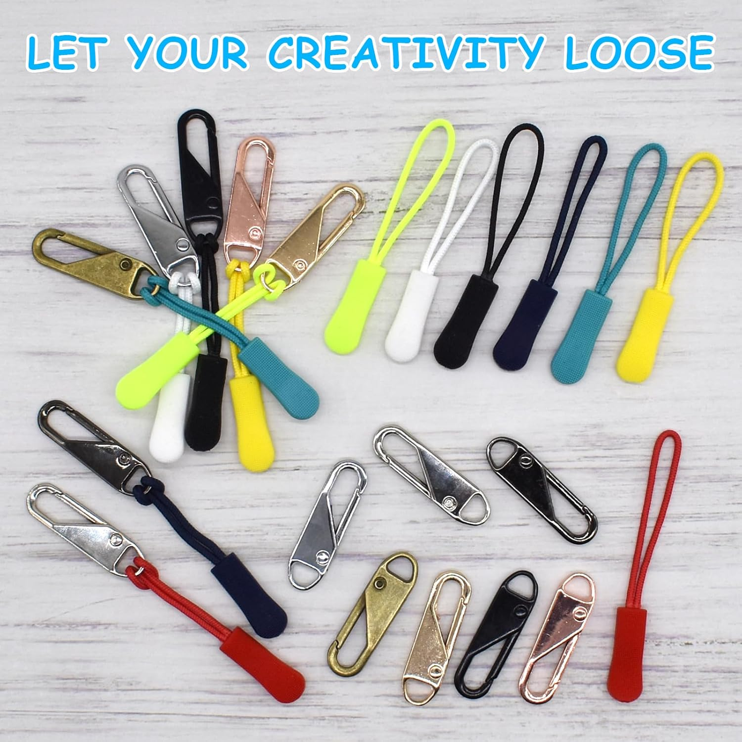 BDS-HOME 28 Piece Zipper Pull Replacement Kit - Detachable Zipper Cord Extension Fastener Metal Slider Replacement Fastener Nylon Rope for Luggage, Backpack, Jacket, Purse image number 6