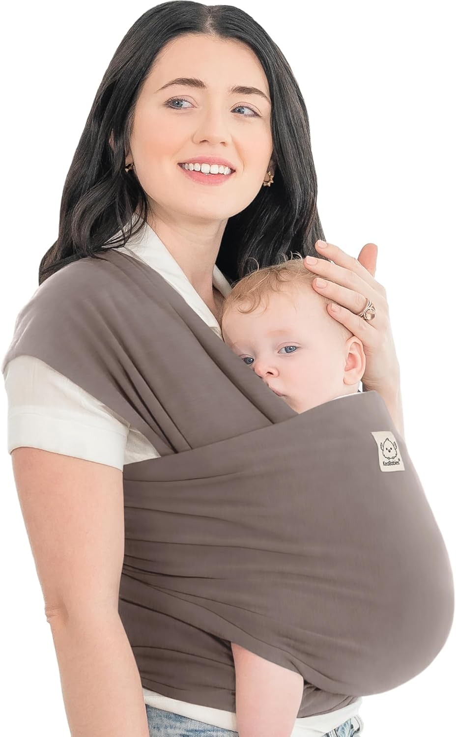 Keababies Baby Wrap Carrier - All in 1 Original Baby Carrier Newborn to Toddler Sling, Easy to Wear, Hands Free Bonding, Lightweight, Breathable Infant Wraps (Light Heather)