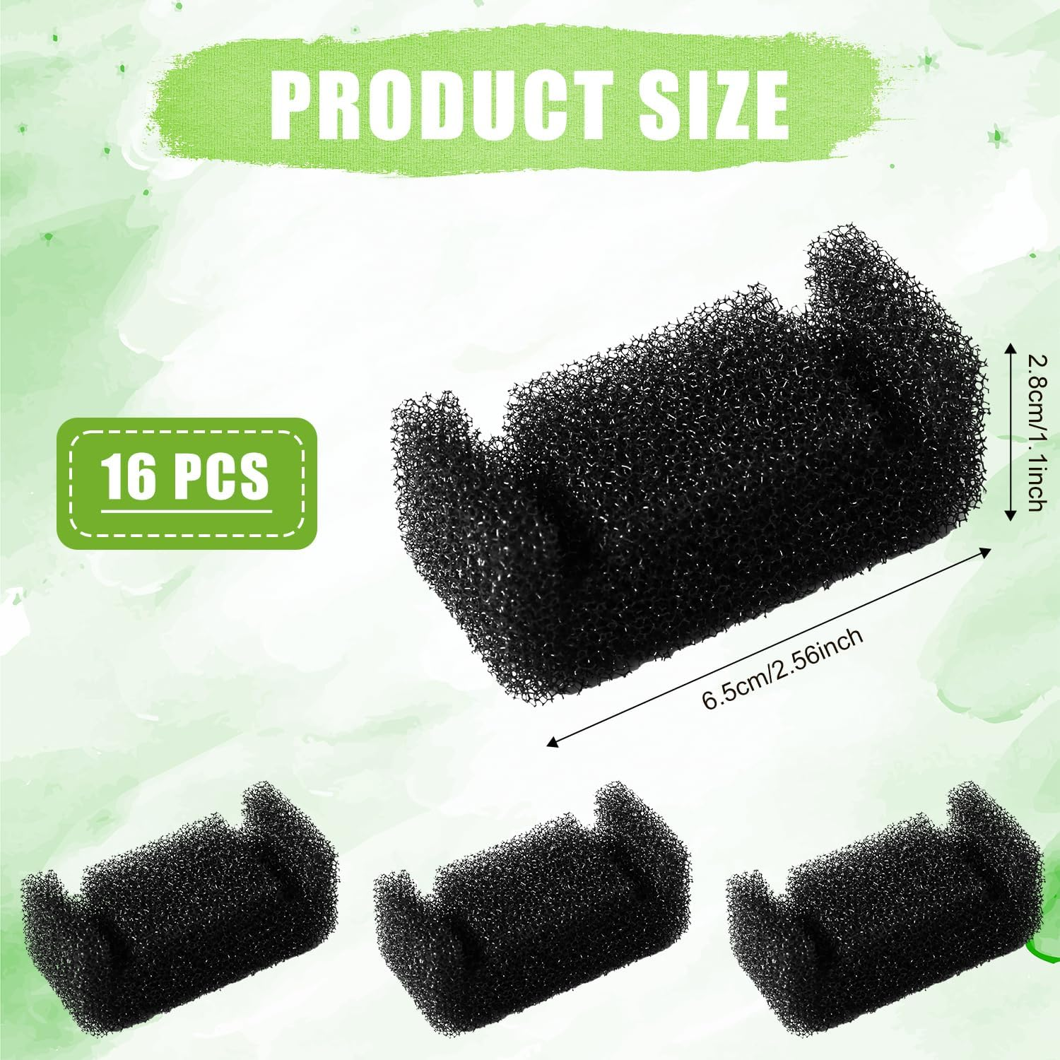 Pack of 16 Sponge Filters for Cat Drinking Fountain, U Shape Replacement Sponge Filter for Cat Drinking Fountain, 2.5 L Stainless Steel Top Water Dispenser for Cats, 2.0 L Drinking Fountain for Pets image number 5