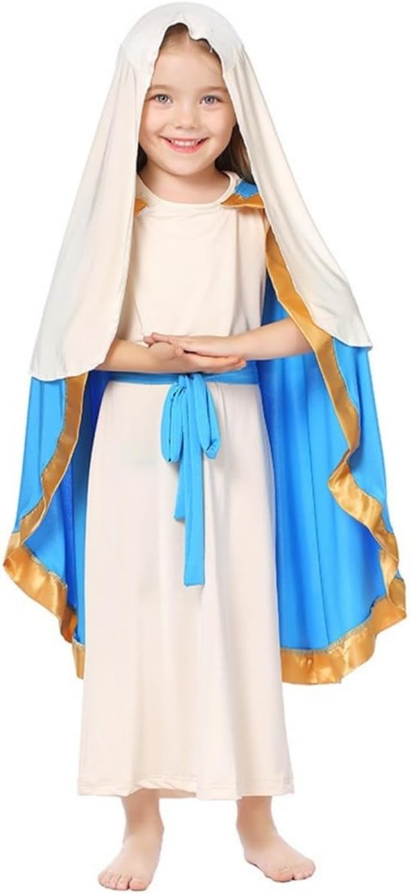 Costume Bay Virgin Mary Religious Biblical Robe Costume Cosplay Halloween Religious Celebrations Christmas Dress up White Blue Parties Cultural Events image number 2