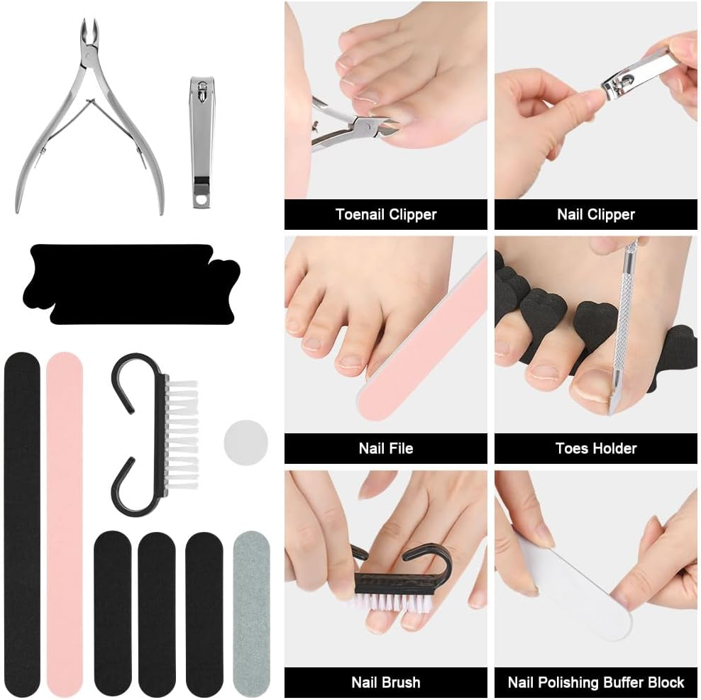 Alaoo Stainless Steel Callus Slicer, 30-In-1 Professional Pedicure Foot Care Set, Foot Scraper Razor, Dead Skin Remover with 10 Replacement Blades for Foot Care Pedicure (Black) - Black image number 3