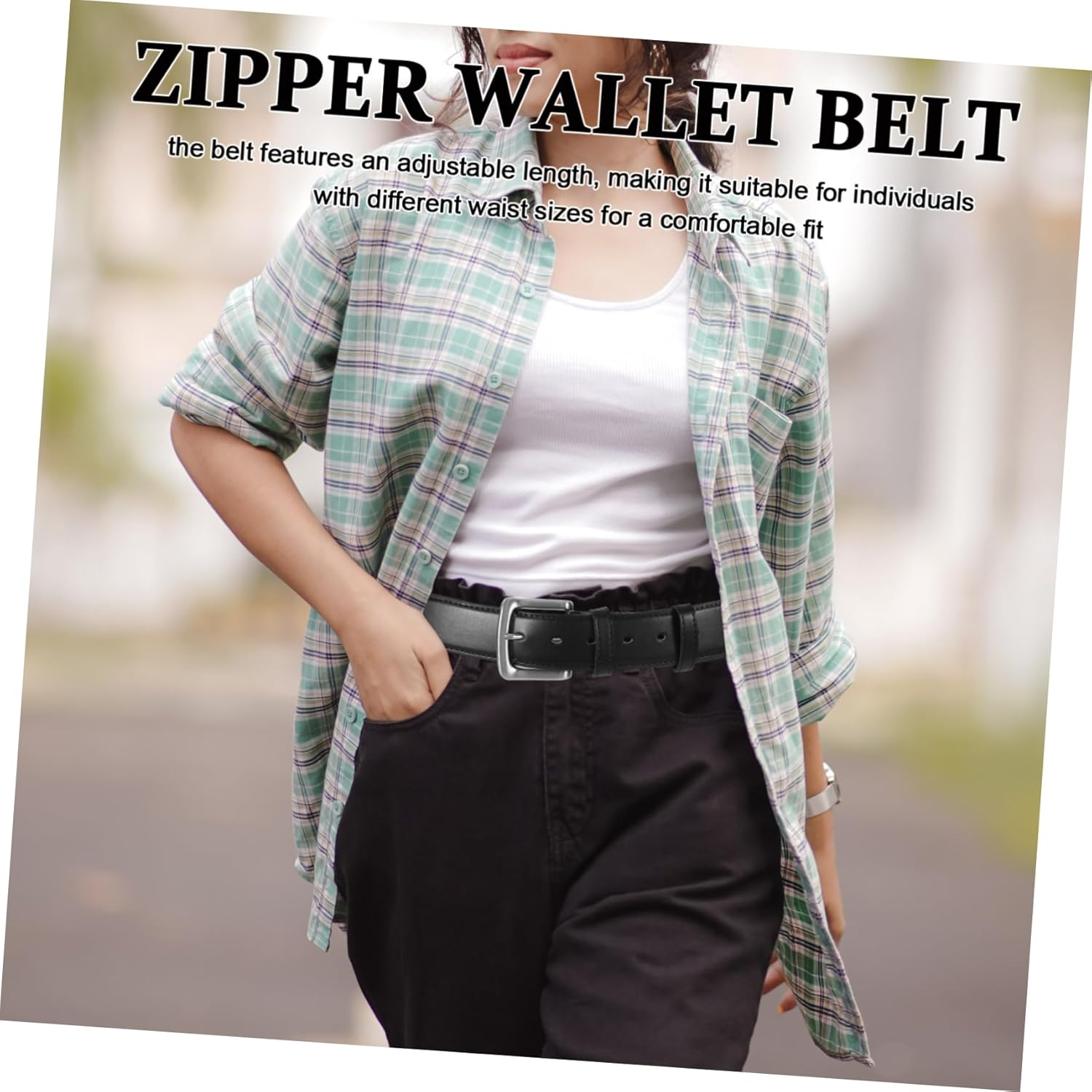 JUMPLAWN Wallet Belt Belt Hidden Zipper Pocket for Men Concealed Waist Pouch for Cash and Valuables Storage image number 3