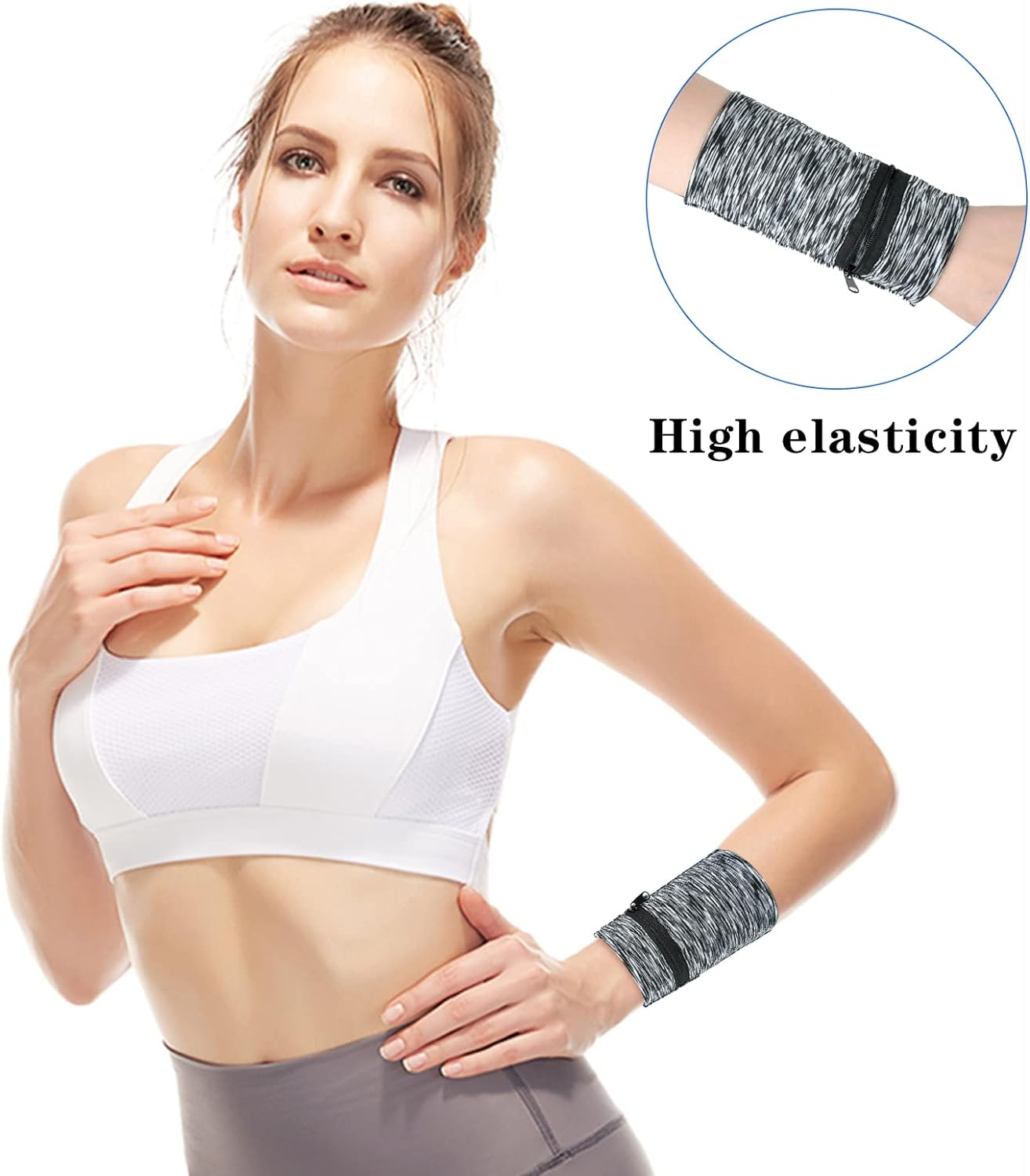 6 Pieces Wrist Wallet for Women Men, High Elasticity Wrist Wallet, Ankle Wallet, Running Wrist Pouch with Zipper for Card Key, Perfect for Travel Running Walking Hiking Jogging, 6 Colors