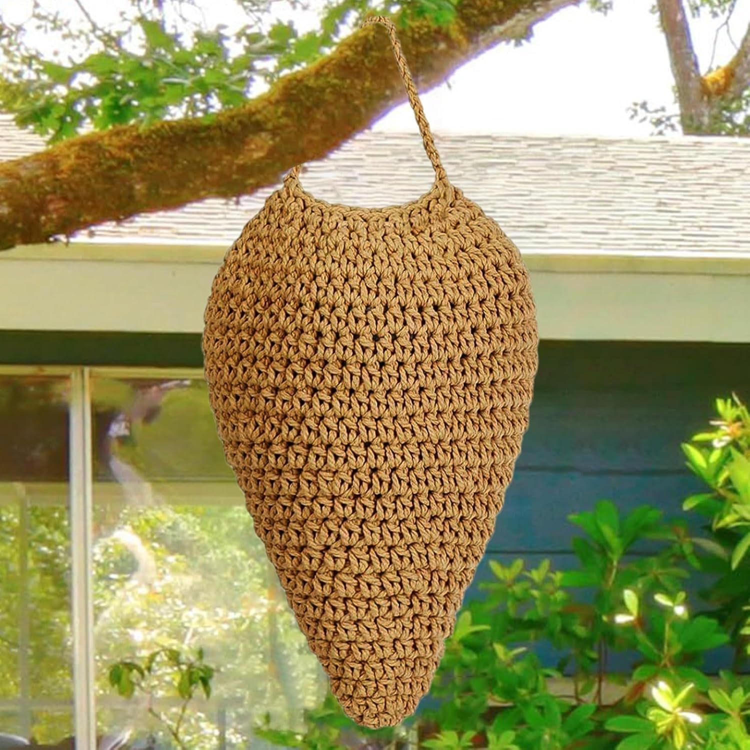 Decoy Wasp Nest,Fake Bee Hive - Artificial Crochet Decoration for Garden Porch Orchard Backyard Outdoor Farm Picnic Camping image number 4