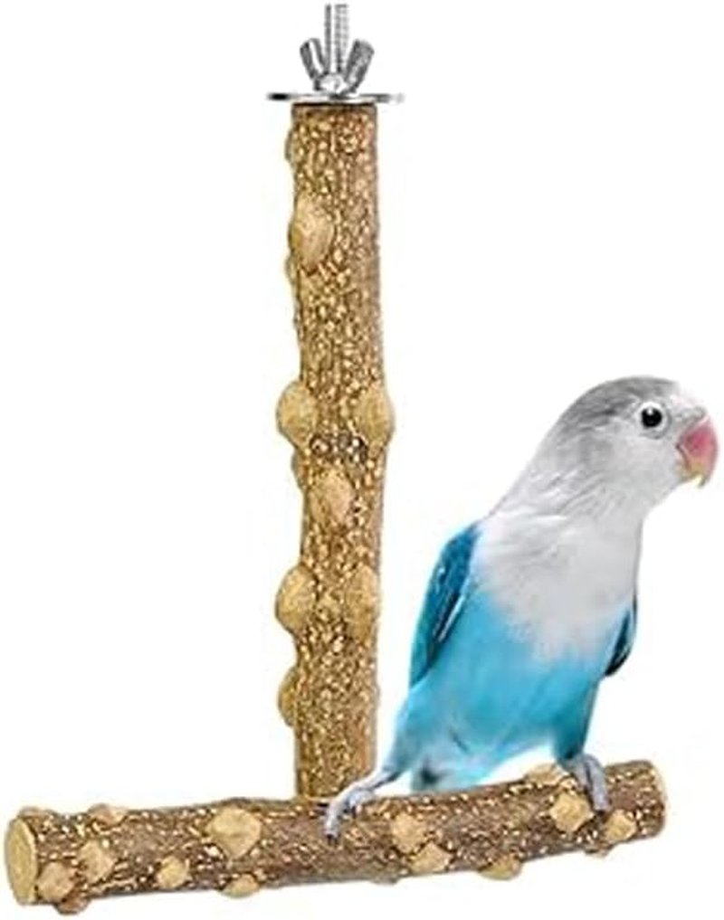 Natural Wood Bird Perch Stand &ndash; Chewing & Climbing Branch for Parrots, Cockatiels, Lovebirds, Budgies, Conures | Cage Accessories with Paw Grinding Fork | Safe Bird Toys & Perches image number 6