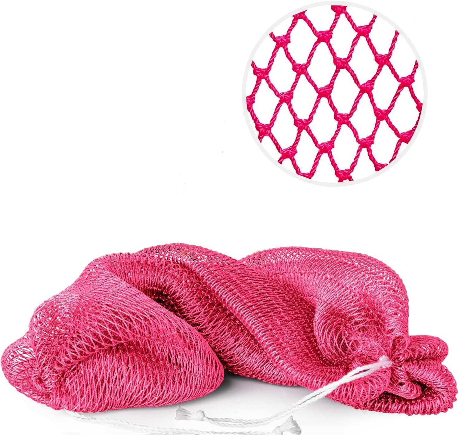 Authentic African Net Sponge with Drawstring, Extra Large Exfoliating Bath Sponge, Long Stretch Mesh Loofah for Shower Back Scrubber Washcloth (Black)