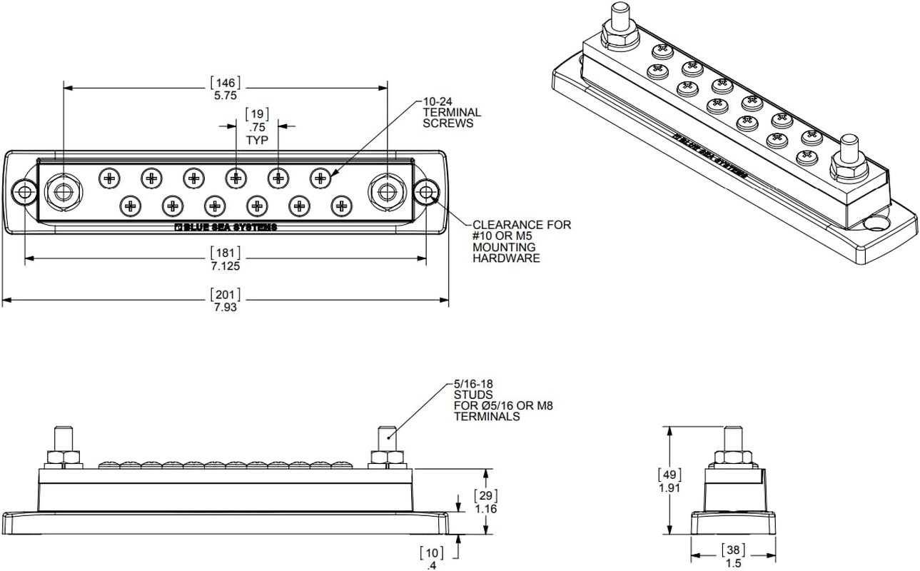 Blue Sea Systems 100 Amp Mini Busbar image number 4