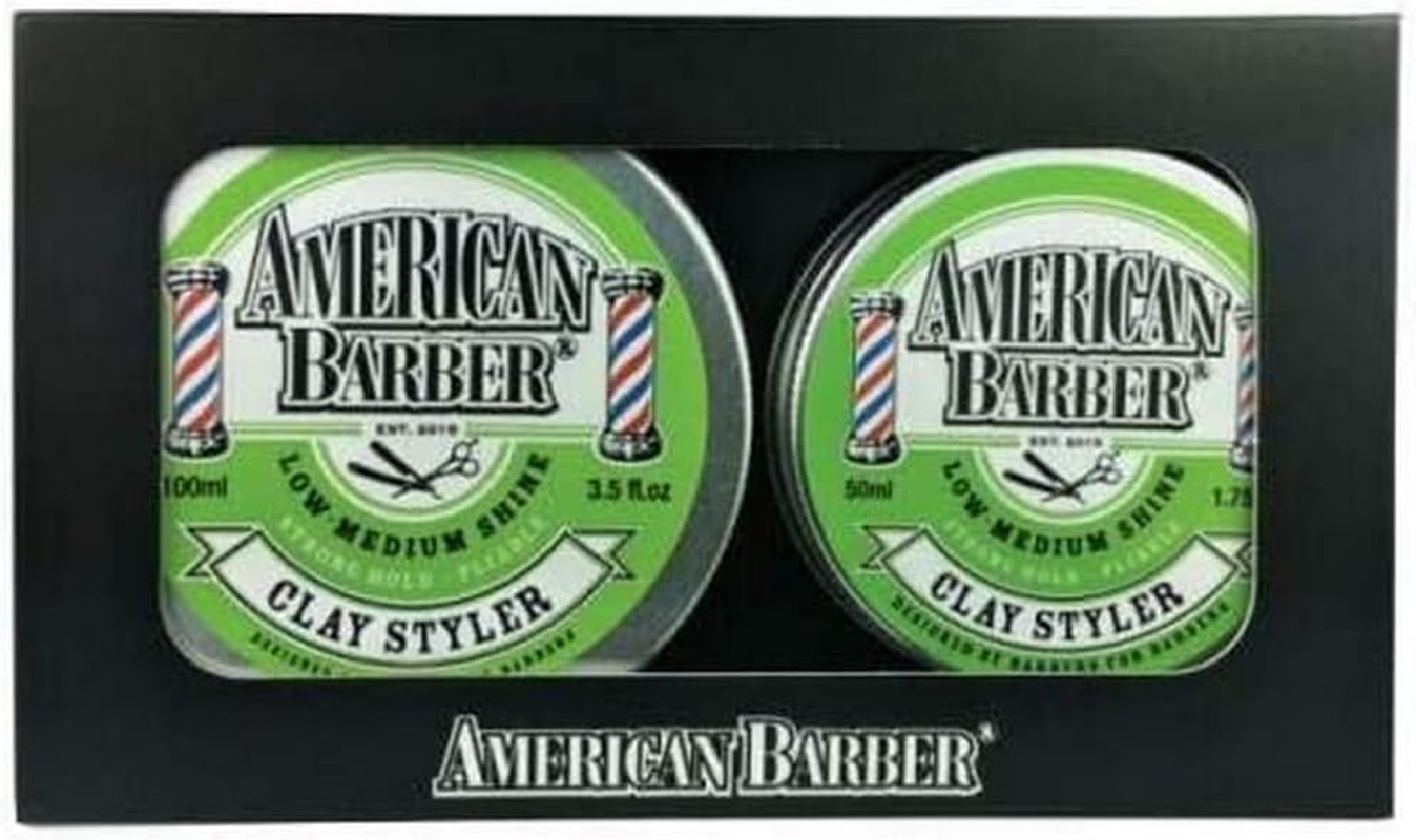 American Barber Low-Medium Shine Clay Styler Duo Pack, 2 Count
