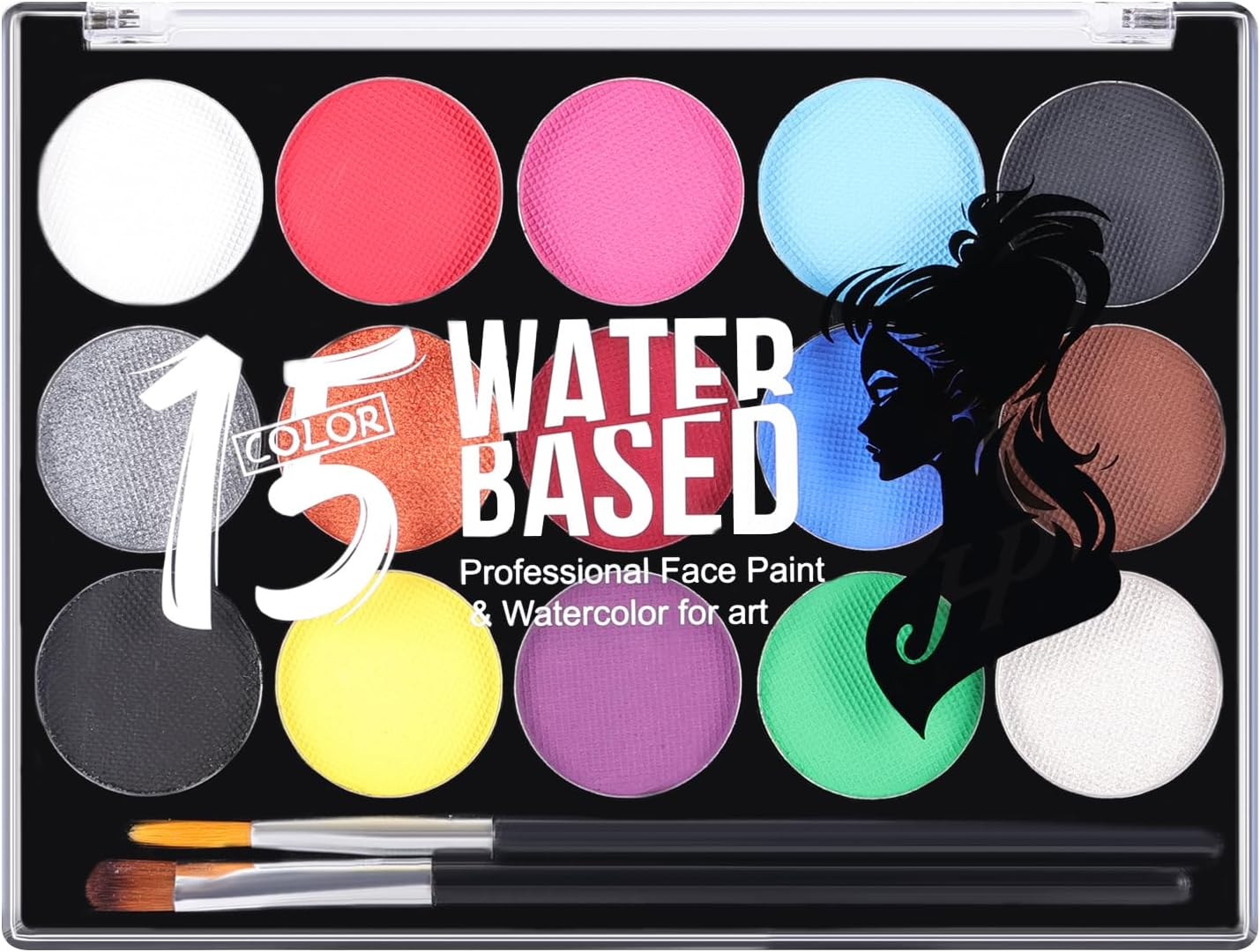 YBUETE Halloween Face Paint Kit for Adult,15 Colors Water Based Face Paint Kit with Stencils,Professional Body Painting Makeup Palette for Halloween Clown Skeleton Zombie Vampire Costume Makeup image number 2