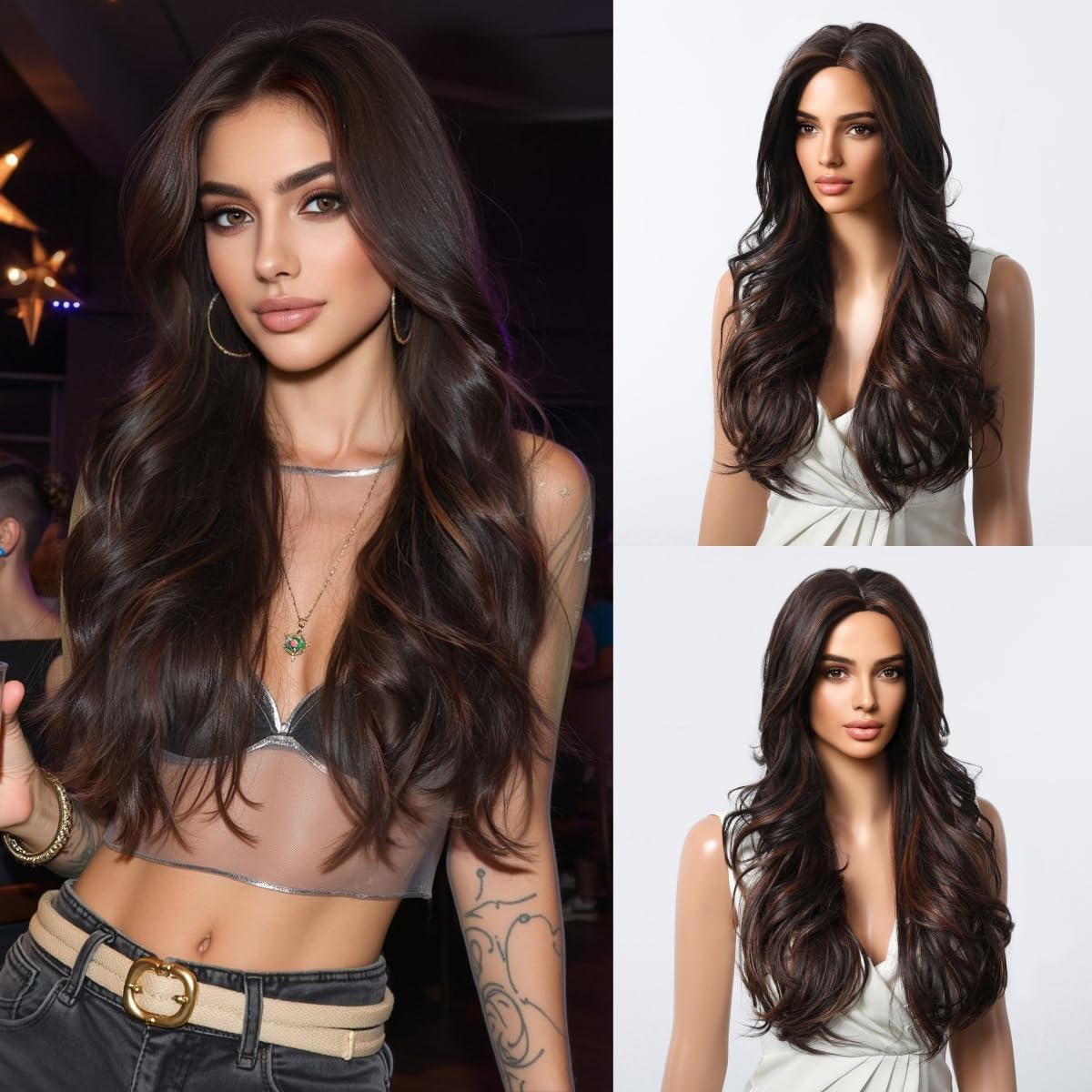 KIELO Long Wavy Synthetic Wig, Light Blonde, 66 Cm, Heat Resistant, Middle Part