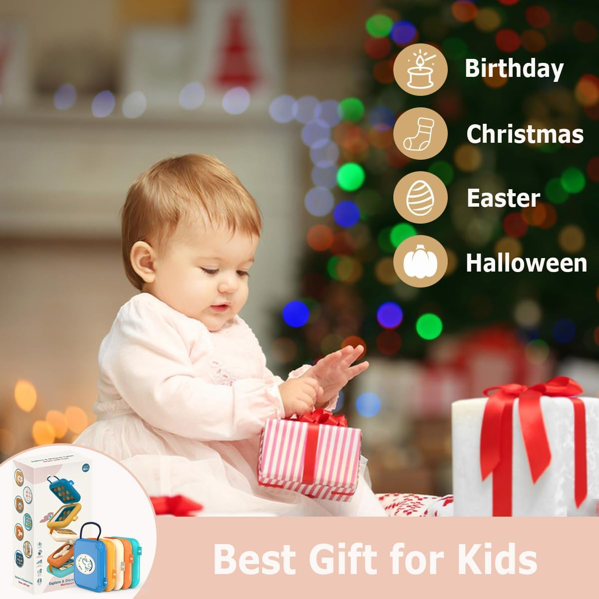 Baby Montessori Busy Activity Cube Board Toys for 1 Year Toddler, 8 in 1 Early Educational Learning Travel Cube for Plane ＆ Car, Sensory Toy for Boys Girls image number 2