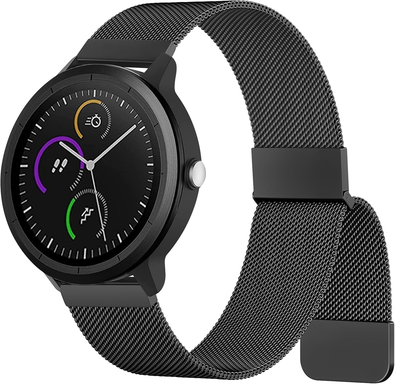 Metal Bands for Garmin Venu 2 Plus/Venu Sq/Venu/Vivoactive 5 - Stainless Steel Loop Magnetic Milanese Mesh Strap for Women and Men